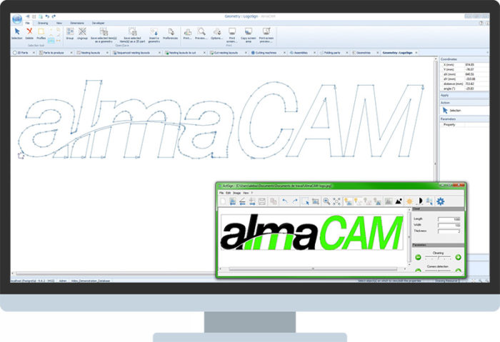 Sign, a software to cut out logos, pictures or characters - Almacam